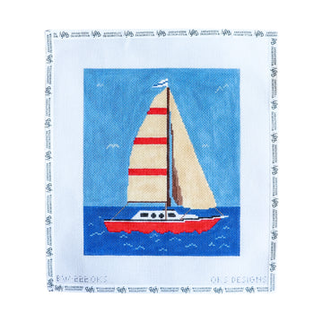 Red Hull Sailboat