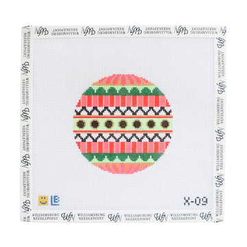 Black Circles On Green Stripes X-09