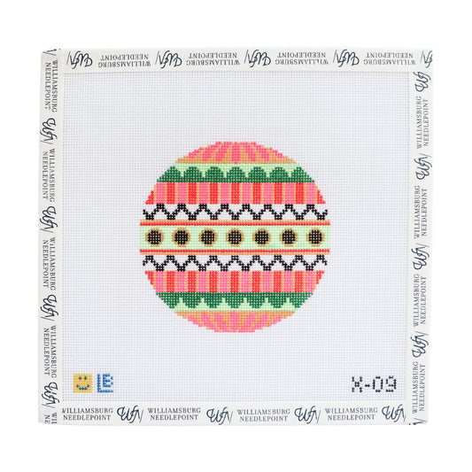 Black Circles On Green Stripes X-09