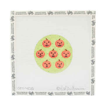 Jack-o-Lanterns on Dotted Soft Green