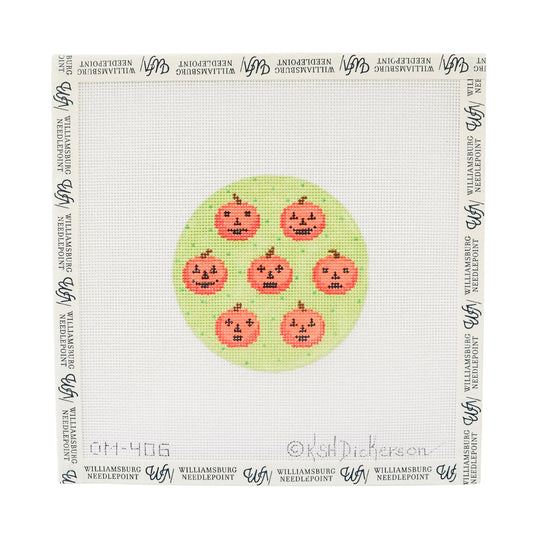 Jack-o-Lanterns on Dotted Soft Green