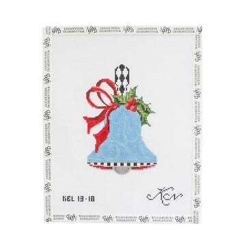 Blue Swirls & Red Bow Handbell