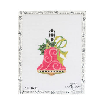 Pink Swirls & Lime Bow Handbell