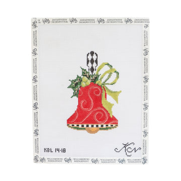Red Swirls & Lime Bow Handbell