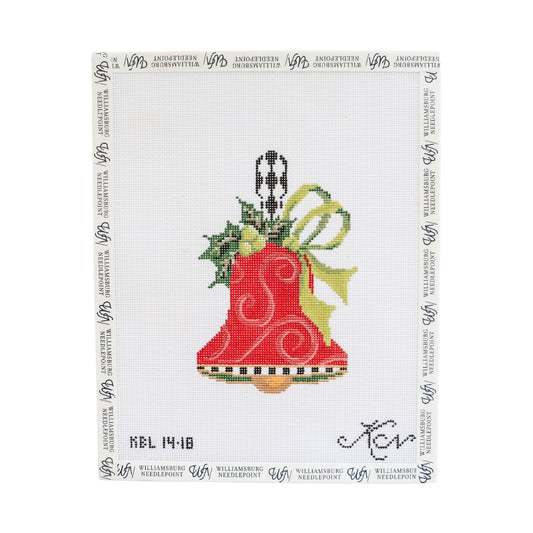 Red Swirls & Lime Bow Handbell