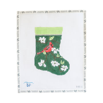 Cardinal And White Dogwood Mini Stocking