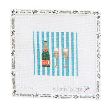 Champagne Coaster Aqua Stripes