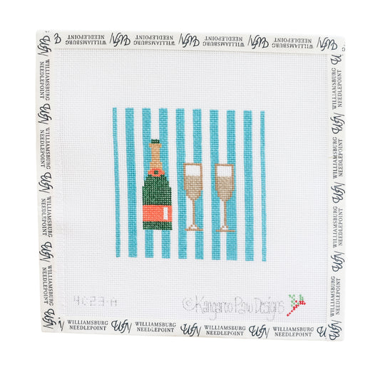 Champagne Coaster Aqua Stripes