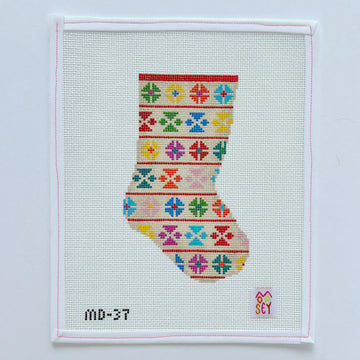 Geo Floral mini stocking - rainbow