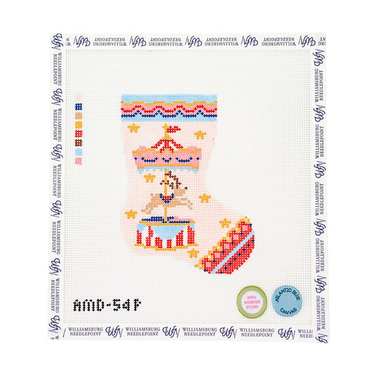 Pink Reindeer Carousel Mini Stocking