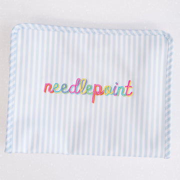 Blue Needlepoint Large TRVL Roadie