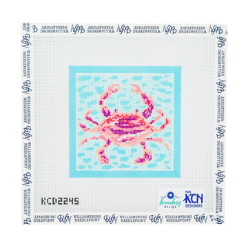 Pink Crab on Blue Square