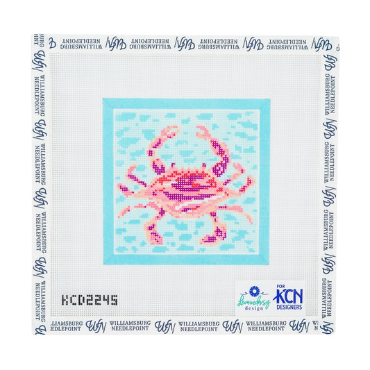 Pink Crab on Blue Square
