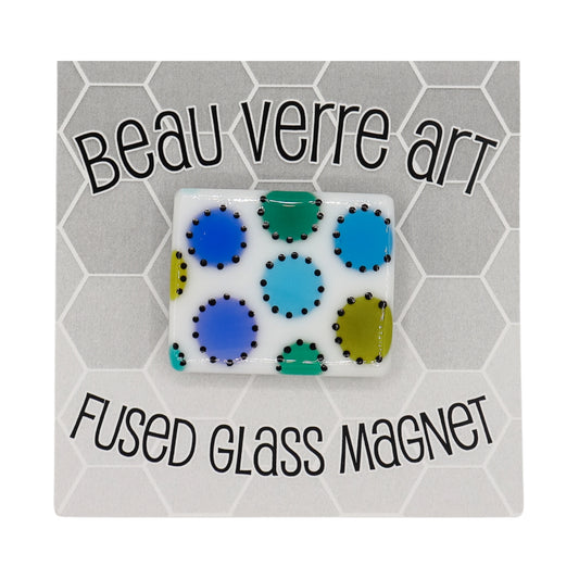 Dots Fused Glass Needleminder - Blues And Greens With Hand Painted Dots