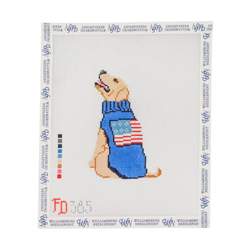 Yellow Lab With American Flag Sweater