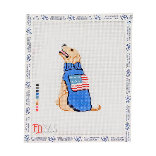 Yellow Lab With American Flag Sweater