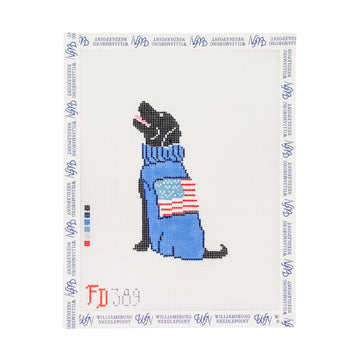 Black Lab With American Flag Sweater