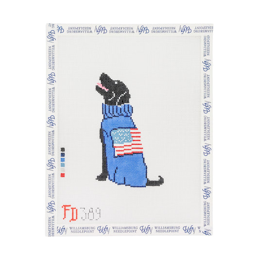 Black Lab With American Flag Sweater