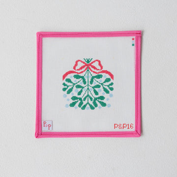 Red Bow Mistletoe Coaster