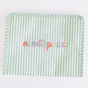 Green Needlepoint Large TRVL Roadie