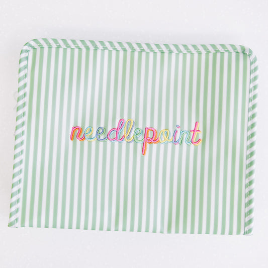 Green Needlepoint Large TRVL Roadie