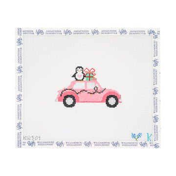 Pink Bug Car With Penguin