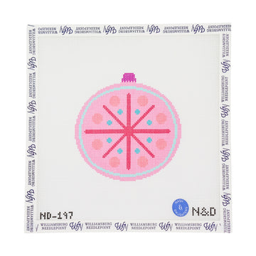 Mid Century Mod Ornament - Round Purple and Pink