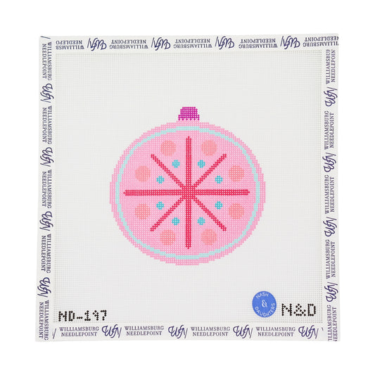Mid Century Mod Ornament - Round Purple and Pink