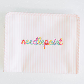 Pink Needlepoint Large TRVL Roadie
