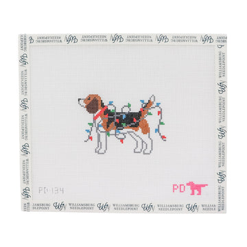 Beagle Wrapped in Lights