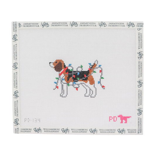 Beagle Wrapped in Lights