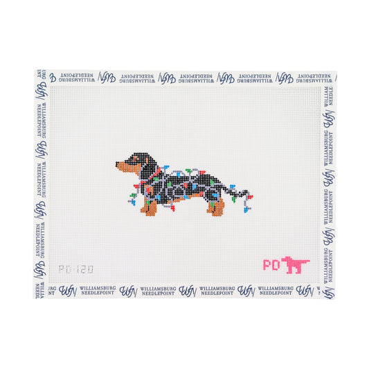 Dachshund Wrapped in Lights