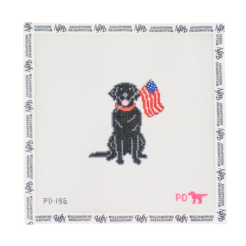 Dog with Flag- Black Lab