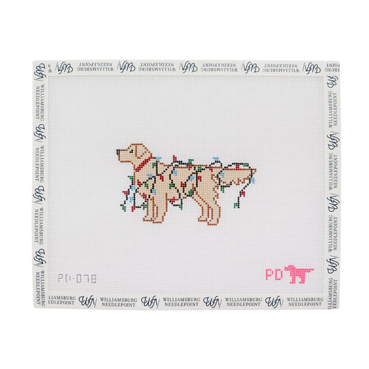 Golden Retriever Wrapped in Lights