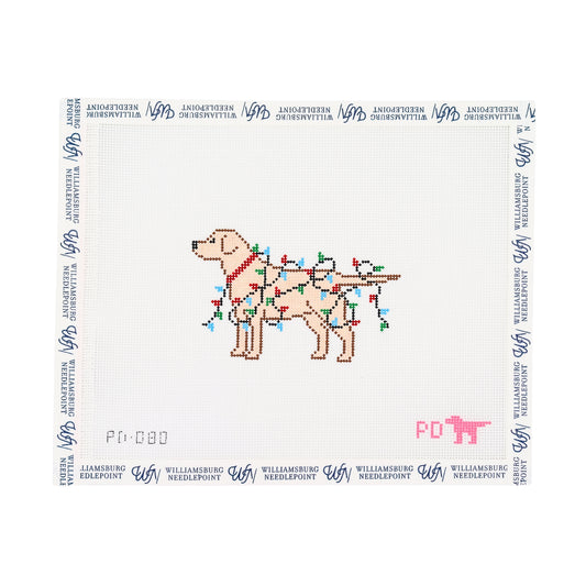 Yellow Lab Wrapped in Lights