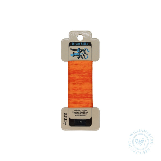 Silk Ribbon 4mm 101 Overdyed Blazing Orange